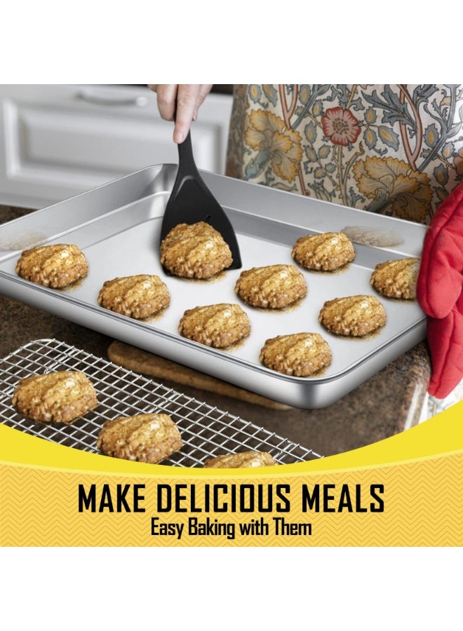 15.6 Inch Baking Pan with Rack Set, Stainless Steel Oven Sheet Pan Tray with Cooling Rack, For Cookies, Bacons, Meat, Non-toxic & Heavy Duty, Rust-free & Dishwasher Safe - 1 Pan & 1 Rack - Image 5
